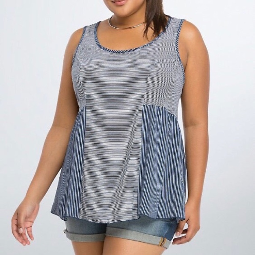 Torrid Navy & White Striped Tank Top
